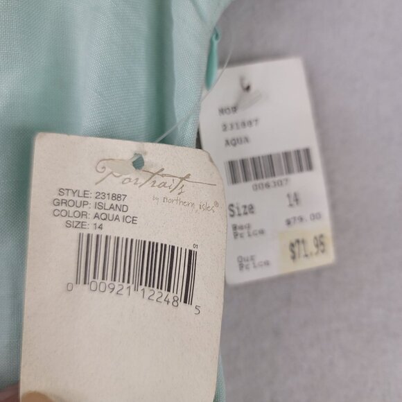 90s Linen Maxi Skirt Size 14 Portraits By Northern Isles Island Aqua Ice Vintage - Picture 3 of 7